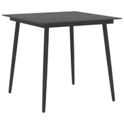 Vidaxl Vrtna jedilna miza črna 80x80x74 cm jeklo in steklo