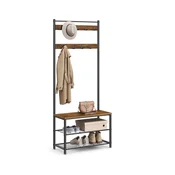 Songmics Stojalo za plašče 70x175x32 cm rjavo