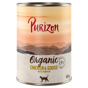 Ekonomično pakiranje Purizon Organic 24 x 400 g - Piletina i guščetina s bundevom