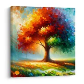 Slika pisano drevo življenja na travniku - 40x40