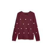 VERO MODA Pulover VMDOFFY vinsko rdeča / bela