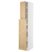 METOD/MAXIMERA Visoka omara+izv kolona 4pr/1vr/2pc, bela/Forsbacka hrast, 40x60x220 cm
