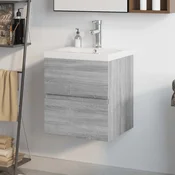 Vidaxl vidaXL Omarica za umivalnik, siva sonoma hrastova barva, material na osnovi lesa