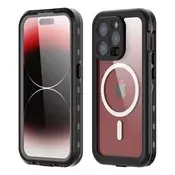 Vodoodporen ovitek ShellBox WaterProof za iPhone 15 Pro z IP68 za spuste do 1.5m globine - črn