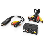 NEDIS video pretvornik/ USB 2.0/ 480p/ A/V kabel/ SCART/ 3x RCA vtičnica/ S-video vtičnica/ črn
