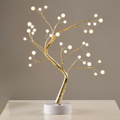 ACA Lighting LED zlatno stolno drvo, svjetlece kugle 3.6W, 3xAA/USB, 36LED, 50cm, TOPLO