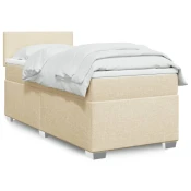 VIDAXL Box spring postelja z vzmetnico krem 80x200 cm blago