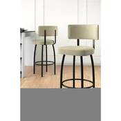 Hanah Home set od 4 barskih stolica Wosa, krem tkanina Babyface, crne metalne noge