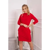 Dress with hood and pockets red