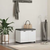 vidaXL Haldna klop z blazino s shranjevanjem Bela 60 x 38 x 46 cm