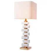 Casa Padrino luxury table lamp white/antique brass/cream 35.5 x 35.5 x H. 89 cm - Desk lamp with square lampshade - Luxury table lamps - Luxury desk lamps - Luxury lights