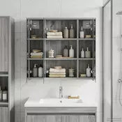 vidaXL Kopalniška ogledalna omara Siva Sonoma 63,5 x 16 x 62,5 cm