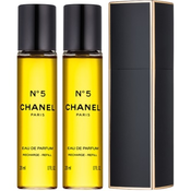 Chanel No.5 parfemska voda za žene 3x20 ml (1x punjiva + 2x punjenje) putno pakiranje
