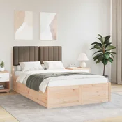 vidaXL Posteljni okvir z oblazinjenim vzglavjem Taupe 120 x 200 cm