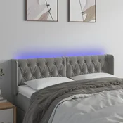 Vidaxl vidaXL Vzglavje postelje z LED svetlo sivo 163x16x78/88 cm žamet