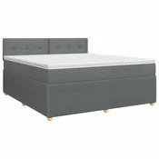 vidaXL Postelja boxspring z vzmetnico Temno siva 160 x 200 cm Blago