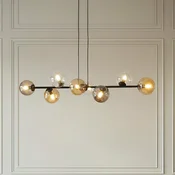 EMIBIG LIGHTING Visoka svetilka Glassy, 8-svetilna, črna, grafit/jantar/prozorna - Dnevna soba/jedilnica - Sodobni - črna, grafitna, jantar, prosojna - Steklo