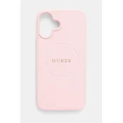 shumee Ovitek Guess Grained Ring MagSafe - iPhone 16 Plus (roza)