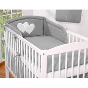 Bobono 3-delni komplet posteljnine 120x90 - antracitna srca