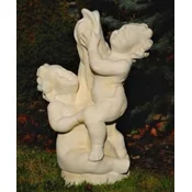 Casa Padrino Art Nouveau gargoyle sculpture children with fish sand H. 74 cm - Elegant gargoyle stone figure - Baroque & Art Nouveau Garden Decoration Accessories