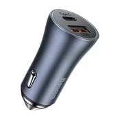 Baseus Golden Contactor Pro 40W brzi punjac za automobil, USB tip-A + USB tip-C, sivi CCJD-0G