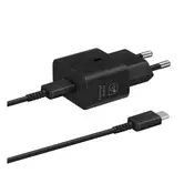 SAMSUNG mrežni punjač, Type-C utičnica, 25 W, PD brzi punjač + Type-C kabel, CRNA EP-T2510EBE
