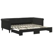 Vidaxl Izvlečna dnevna postelja črna 100x200 cm žamet