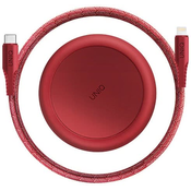 UNIQ MFI Halo USB-C-Lightning 18W valcovaný nylon 1,2m cervený/carmine red (Uni000007)