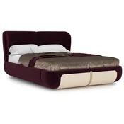 Casa Padrino Luxury Double Bed Purple/Cream/Beige 207 x 225 x H. 110 cm - Solid Wood Bed - Bedroom Furniture - Hotel Furniture - Luxury Furniture - Luxury interior