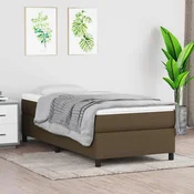 Vidaxl Posteljni okvir z vzmetmi temno rjav 90x190 cm blago
