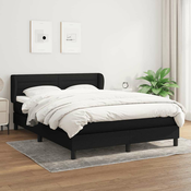 Greatstore Box spring posteljni z vzmetnico črn 140x190 cm blago