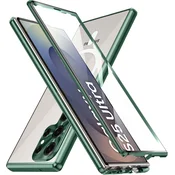 GS Magnetni ovitek MagSafe z dvojnim steklom za Samsung Galaxy S25 Ultra, zelen