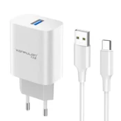 Kucni punjac KONFULON Joko C87 3A sa kablom USB na Type-C beli 1m
