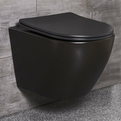 KERRA Wc školjka DELOS črna pol mat Rimless z desko soft close