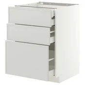 METOD / MAXIMERA Pod.elem.3front/2dnj/1srd/1vis.fiok, bela/Aspudden svetlosiva, 60x60 cm