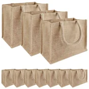 vidaXL Jutene torbe 10 pcs Naravna 26 x 22 x 14 cm 100% Tossa juta