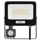 LED reflektor GLARO PIR 30 W, črni, IP54, 3000 lm, nevtralna bela