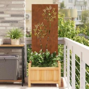 Vidaxl Zaslon za zasebnost v vrtu Rjav 50 x 140 cm Odporno jeklo