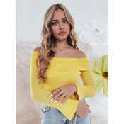 Sweter damski one size z odkrytymi ramionami SHOWIT żółty Dstreet