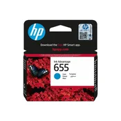 kartuša s črnilom HP 655, Cyan, standardna zmogljivost 600 strani, 1 kos