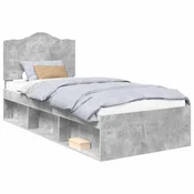 Vidaxl Konstrukcija postelje Beton 90 x 200 cm Masivno borovo les