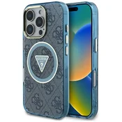 slomart Etui Guess IML Metal Glitter 4G Circle Triangle MagSafe za iPhone 16 Pro Max - modro