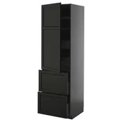 METOD/KNIVSHULT Visoka omara+plc/4prd/vrata/2 ličn, črno siva/Lerhyttan črno luženo, 60x60x200 cm