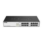 D-Link DGS-1016D network switch Unmanaged Gigabit Ethernet (10/100/1000) 1U Black, Silver