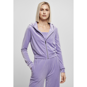 Womens Short Velvet Lavender With Zipper Hooded