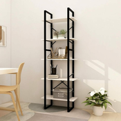 Greatstore 5-nadstropna knjižna omara bela 60x30x175 cm borovina