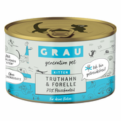 GRAU Kitten brez žit 6x200 g - Puran & postrv