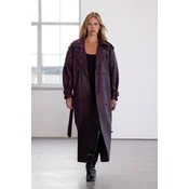 Trendyol Limited Edition Burgundy Belted Oversize Faux Leather Trench Coat