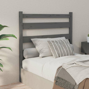Greatstore Posteljno vzglavje sivo 96x4x100 cm trdna borovina