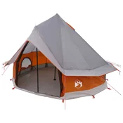 vidaXL vidaXL Tipi šotor Siva in oranžna 250 x 250 cm Poliester in jeklo, (5000309620)
